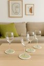 Premium Crochet Glass mats with Wool detailing, Set of 6