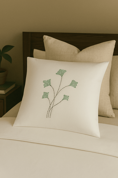 Running Stitch with cotton thread Hand work on Cushion 16x16, Set of 2